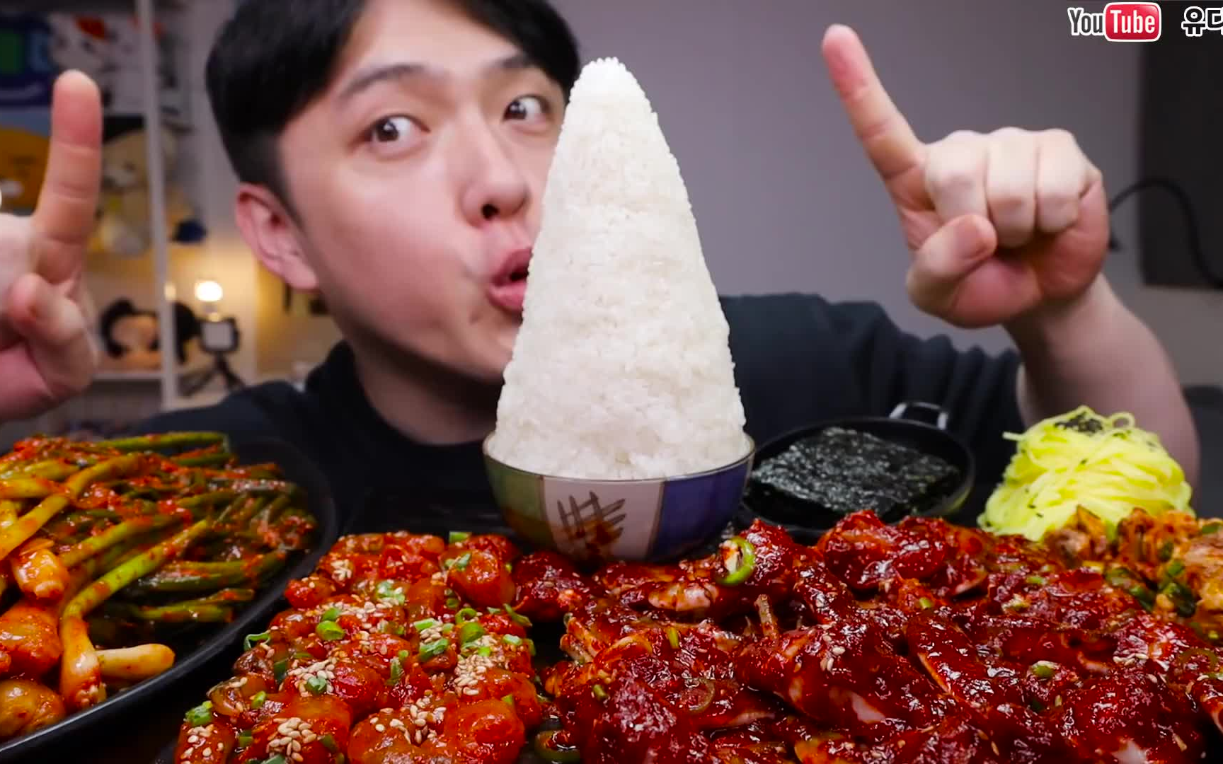 《深渊巨口》【udt小哥】调味虾蟹 米饭山 大口吃真过瘾