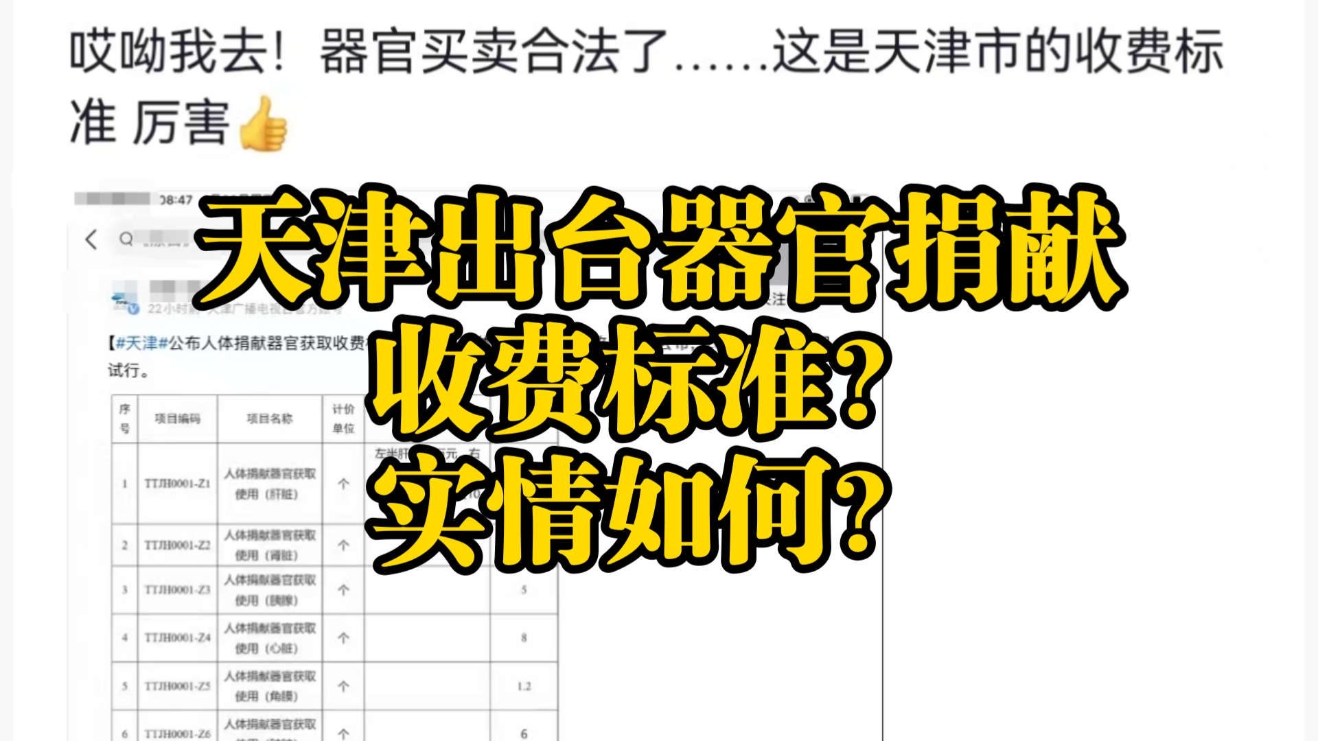 天津出台人体器官捐献收费标准?器官买卖合法化?存在错误解读!哔哩哔哩bilibili