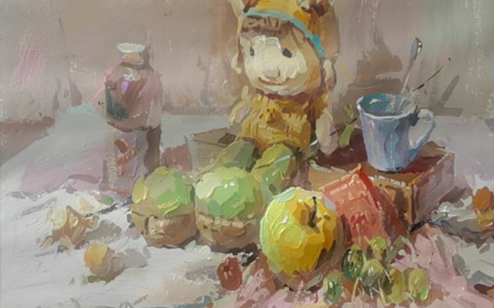 活动作品水粉色彩静物布娃娃