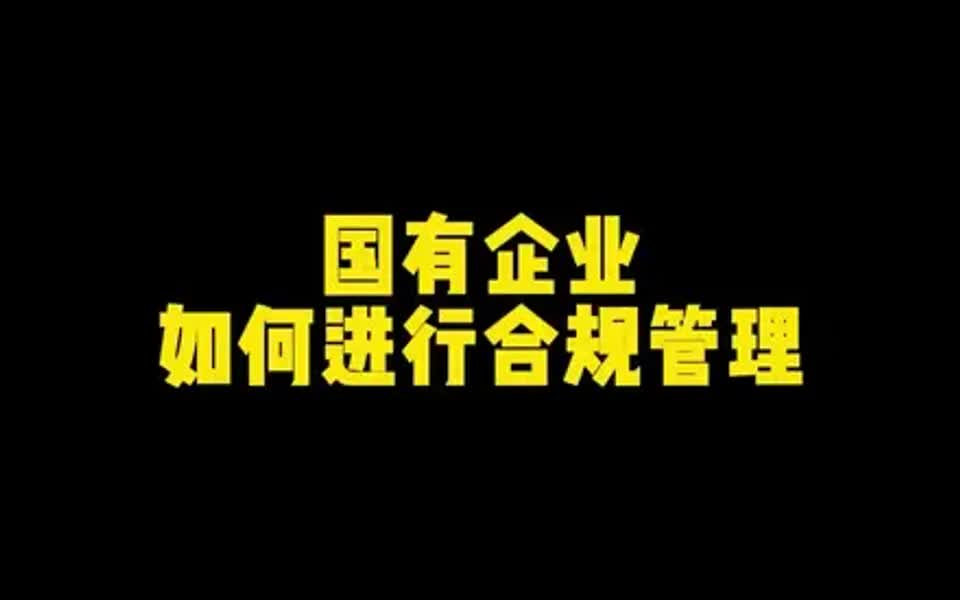 【合规攻略】国有企业如何进行合规管理?哔哩哔哩bilibili