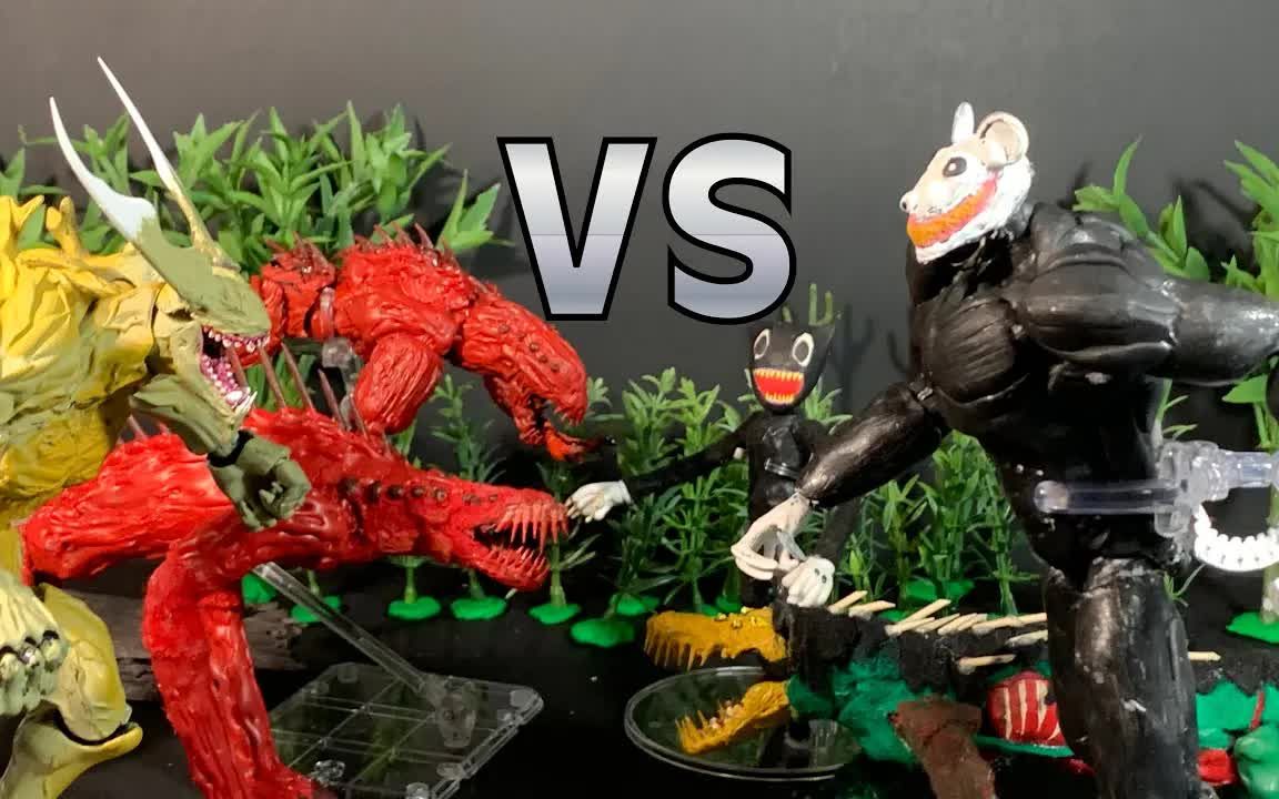 奥特曼定格动画:大鳄鱼想找吃的,却困难重重,遇到超强对手