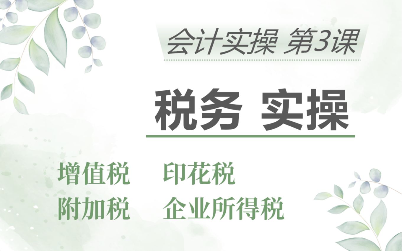 税务实操:增值税 附加税 印花税 企业所得税 |会计实操 第3课【梓晖】哔哩哔哩bilibili