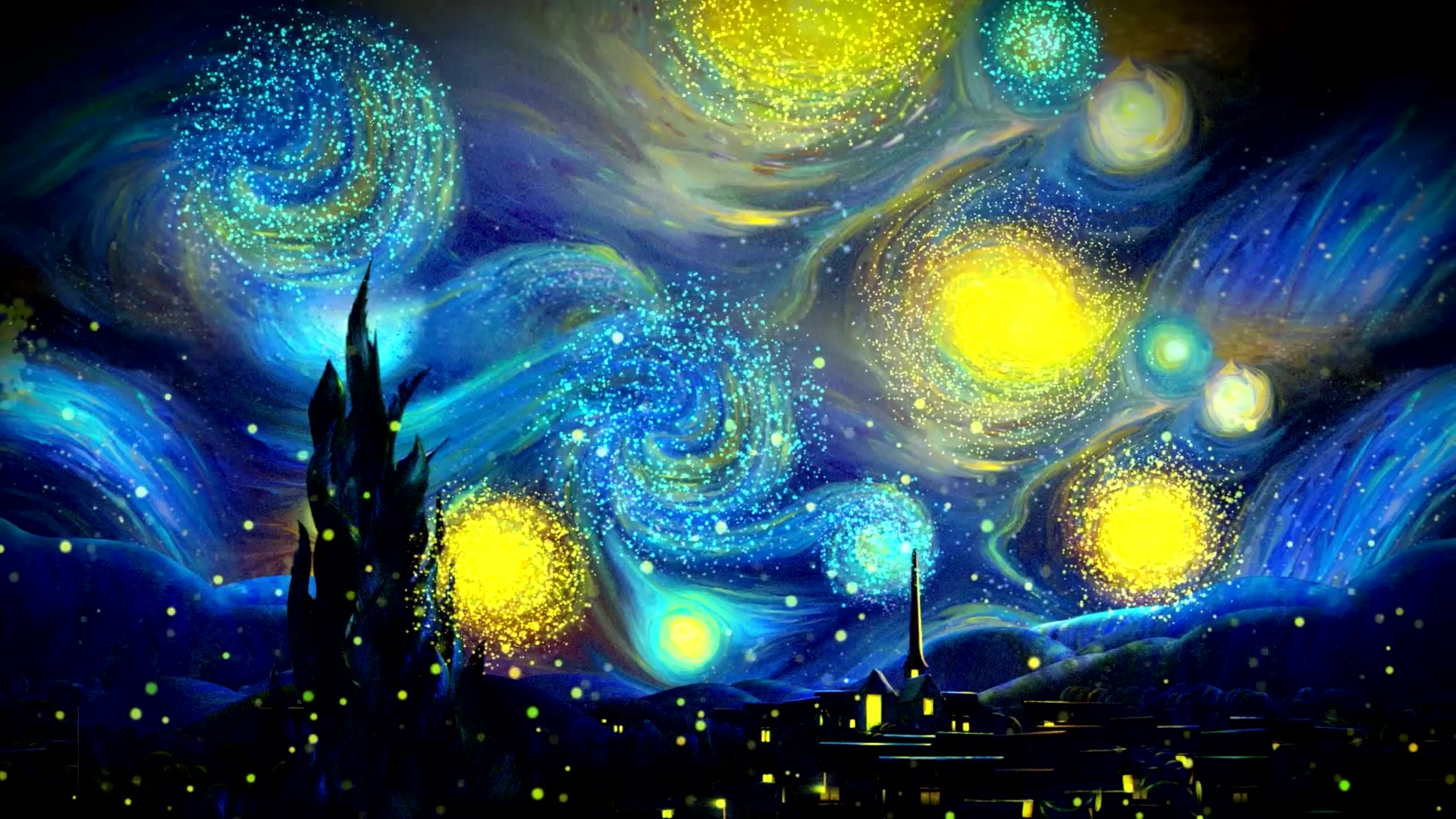 【经典】梵高作品《星空》动态壁纸,让美梦装饰你的桌面