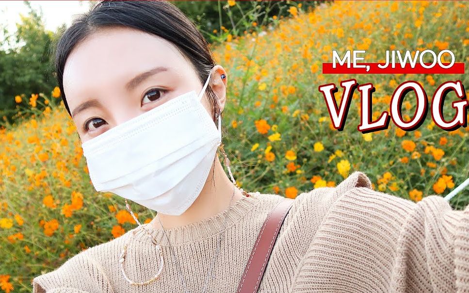 mejiwoo韩国女生郑智友的约会日常奥林匹克公园黄花波斯菊吃了又吃