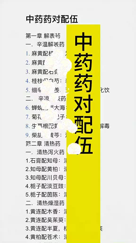 中药药对配伍!