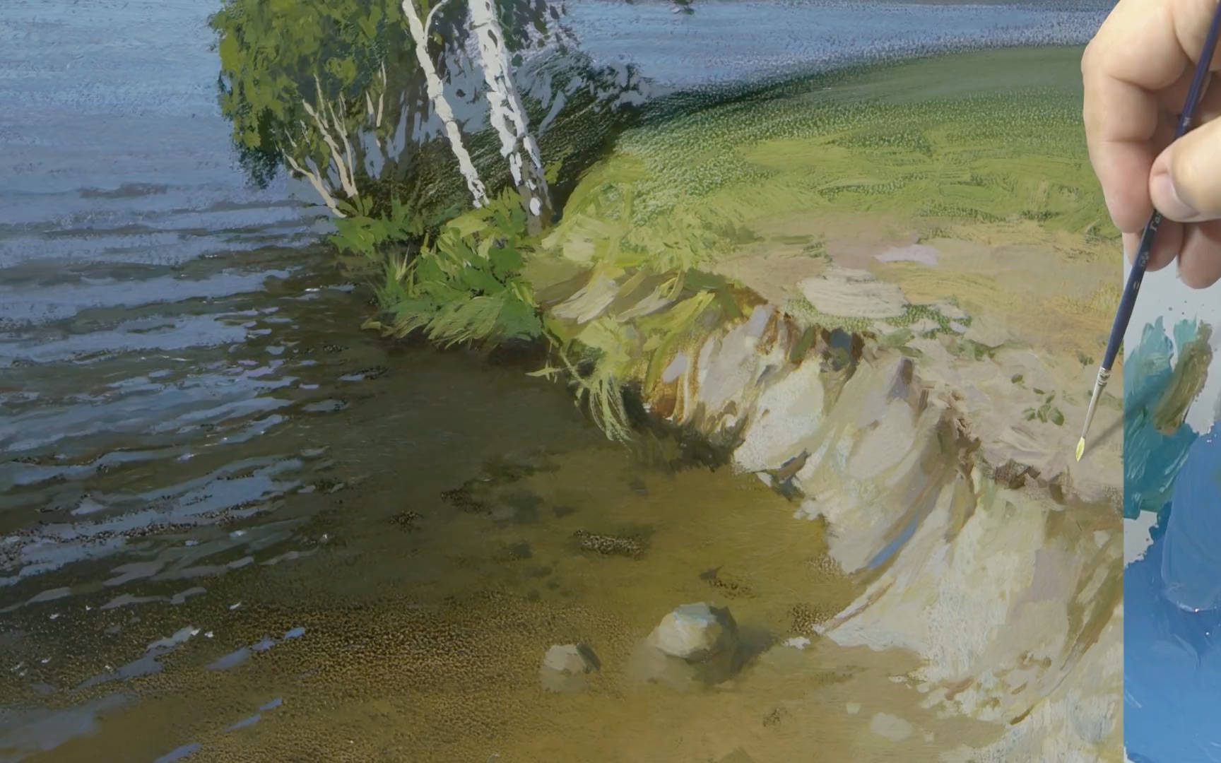 油画练习-湖水风景