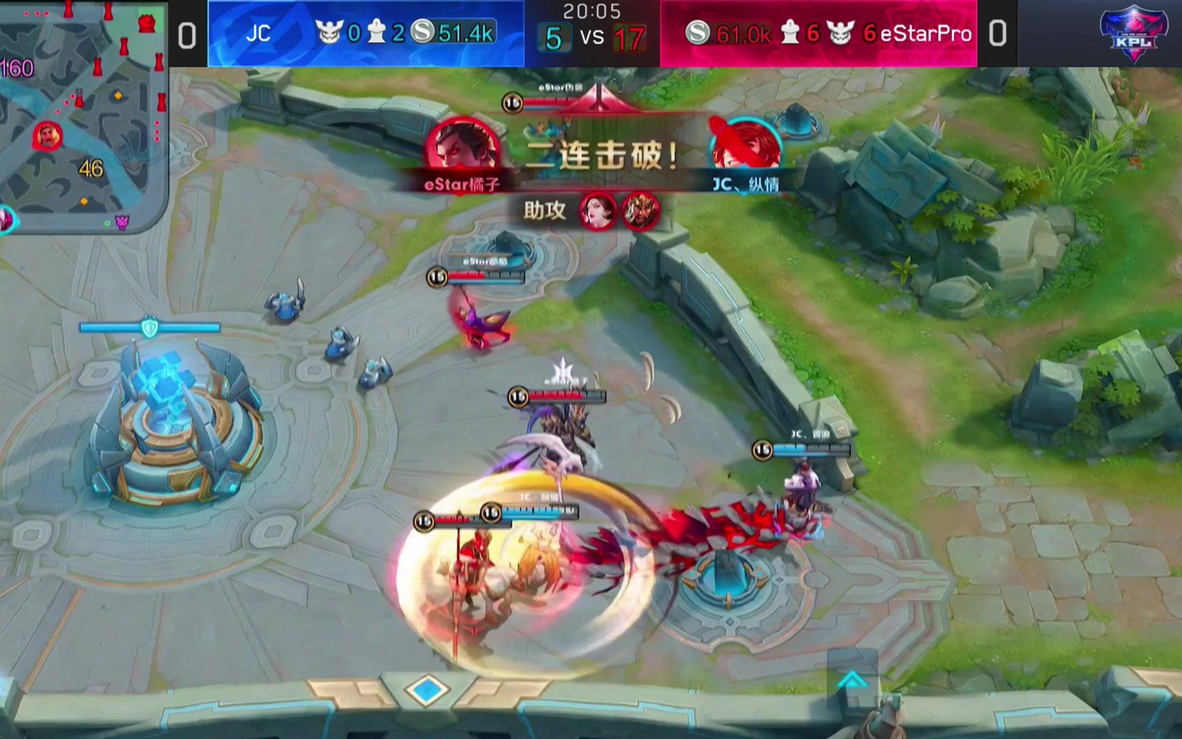 王者荣耀:estar橘子战神吕布从天而降,方天画戟留敌军斩双杀!