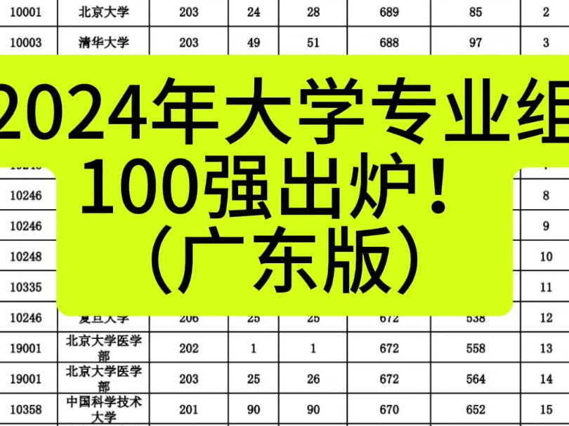 2024年大学专业组100强出炉!(广东版)哔哩哔哩bilibili