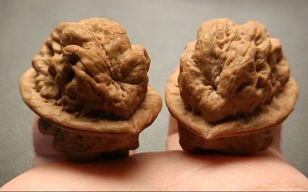 文玩核桃,38.5mm 佛莲龙脊,超有特点的品种,双面天坑儿,全品无瑕疵