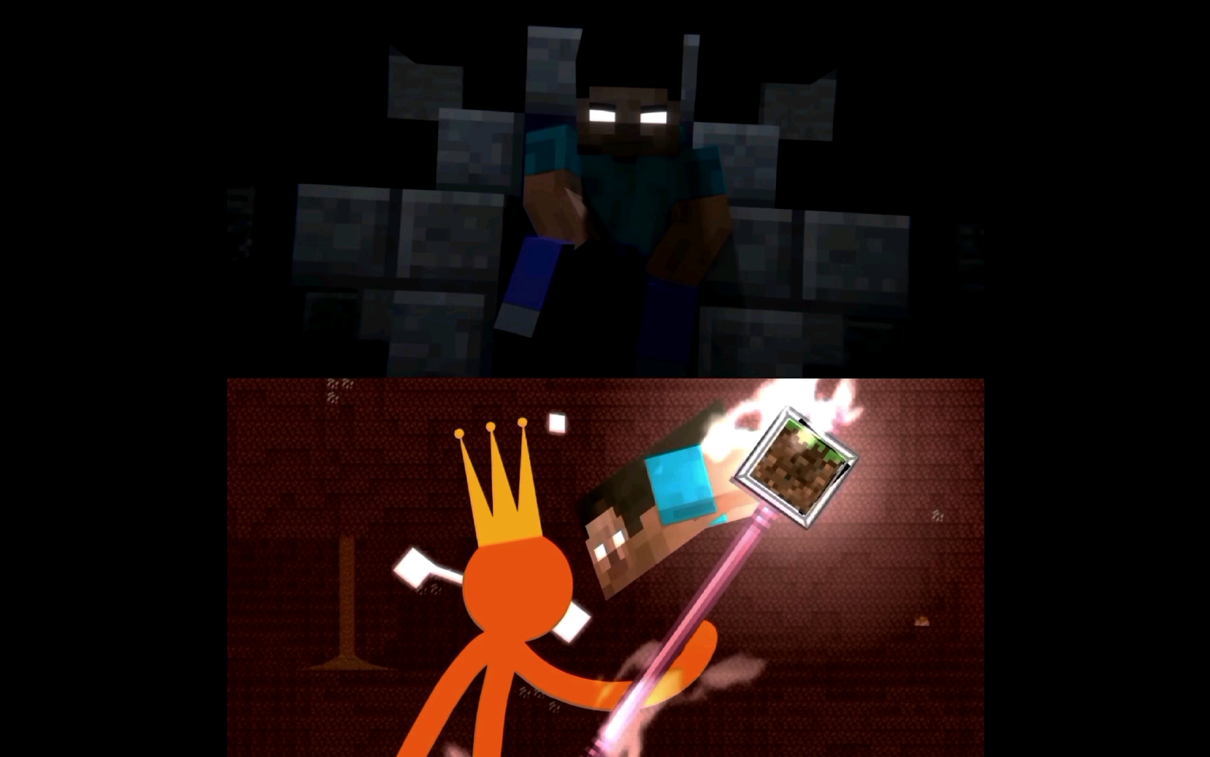 动画人生herobrine(叠命令方块)vs 橙色国王(命令方块) (双创世方块)