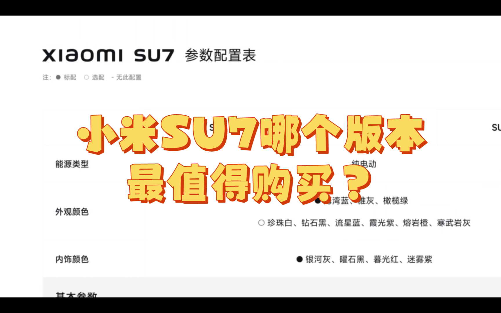 小米SU7哪个版本最值得购买?参数配置表详细解析