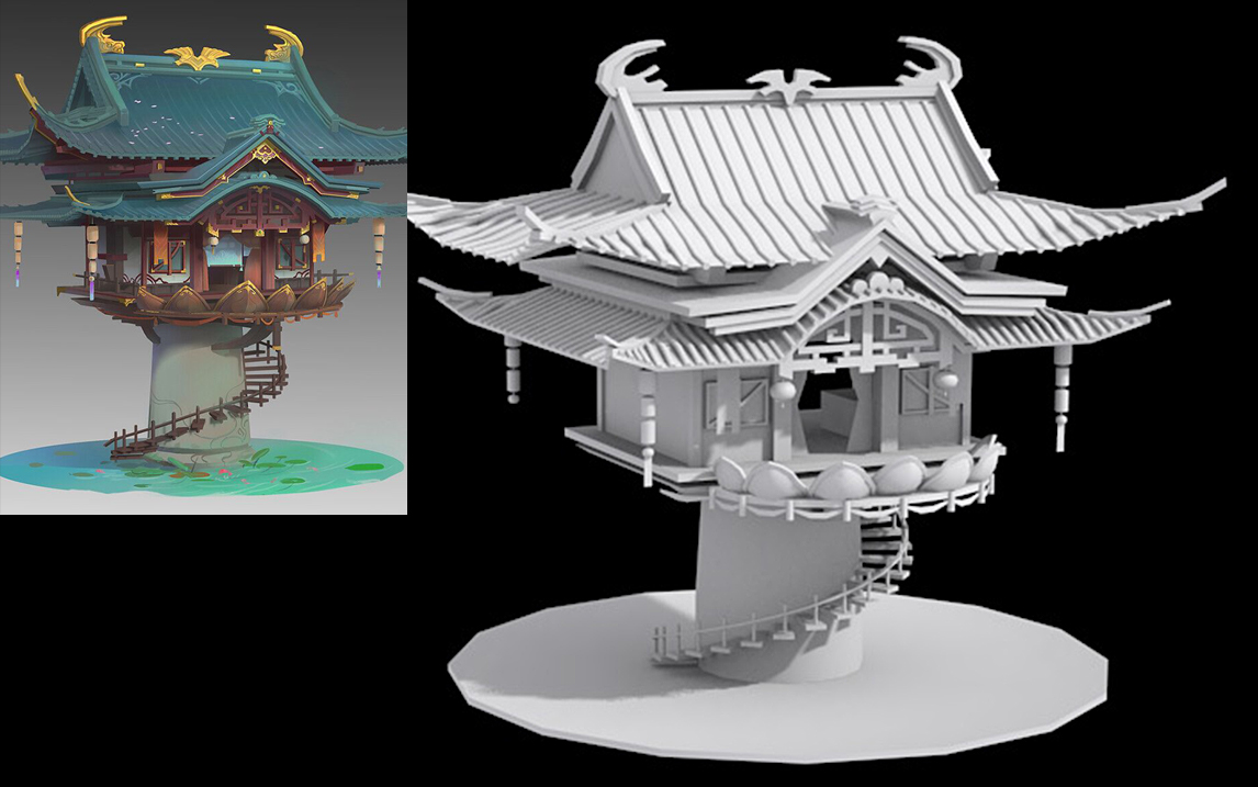 【3dmax建模】中式古风亭子场景建模,3dmax零基础布线教程