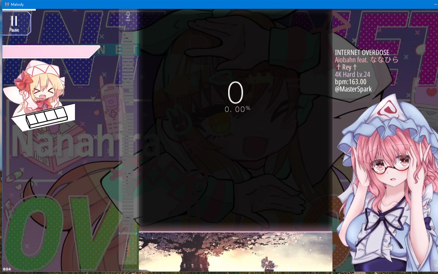 [图][Malody] INTERNET OVERDOSE(Aiobahn feat.ななひら)4K Hard Lv.24 C判Acc95.63%录屏