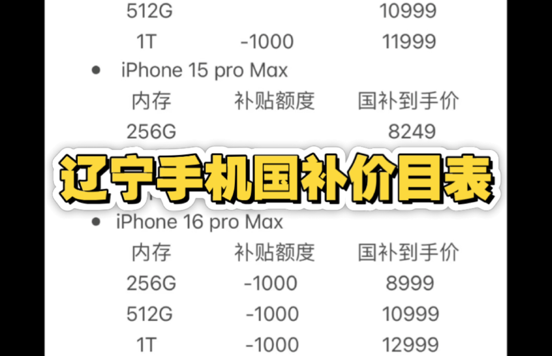 辽宁手机国补价目表,需要的宝子们去冲哔哩哔哩bilibili