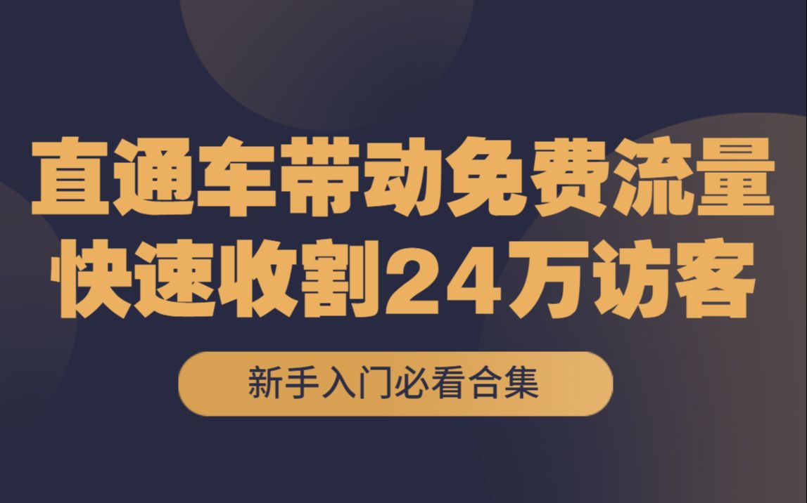 淘宝直通车推广技巧直通车带动免费流量,30天快速收割24万访客全过程哔哩哔哩bilibili