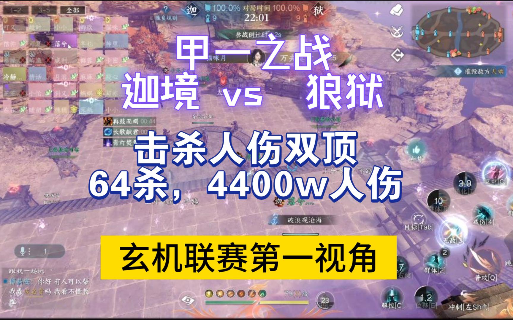 挑灯看剑甲一之战,迦境vs狼狱,玄机第一视角网络游戏热门视频