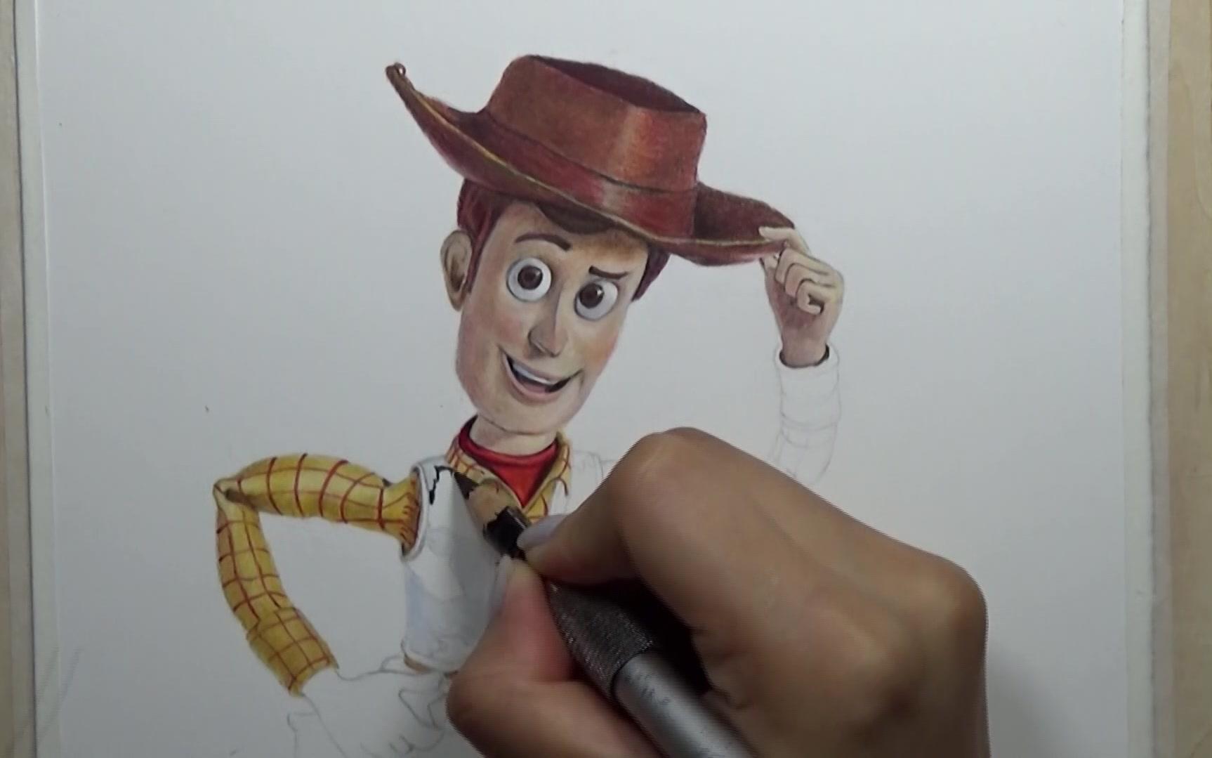 彩铅画胡迪牛仔