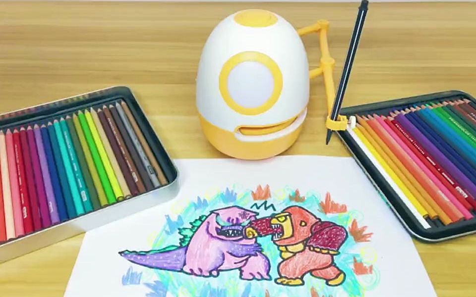 哥斯拉大战金刚 #哥斯拉 #金刚 #创意美术 #美术课堂 #儿童画