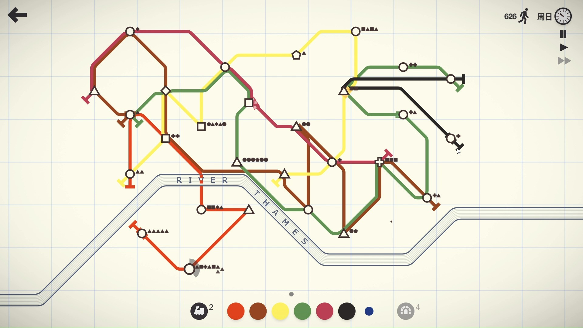 【MiniMetro】伦敦旧地图还挺好看的