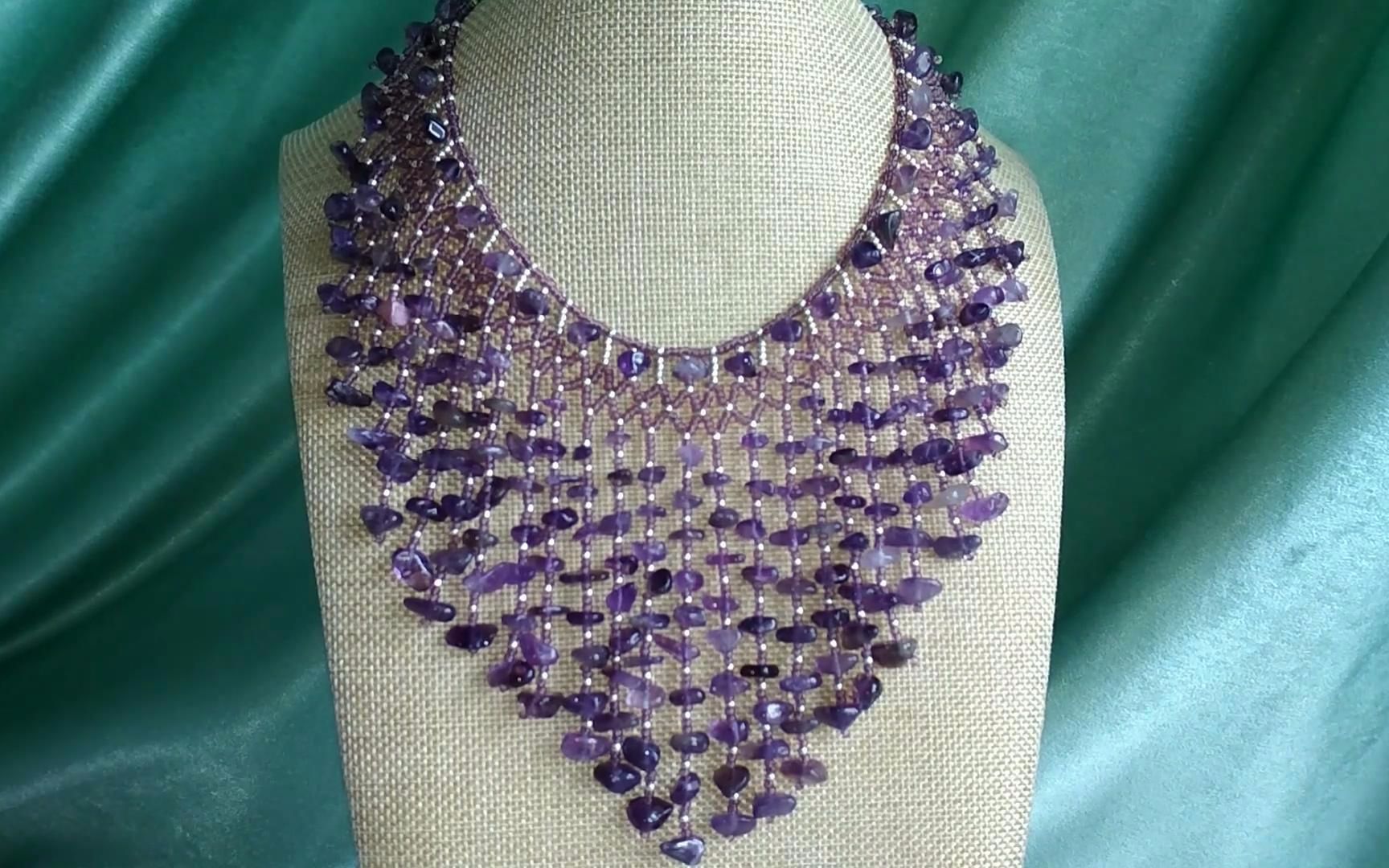 串珠 项链制作 Колье с аметистами