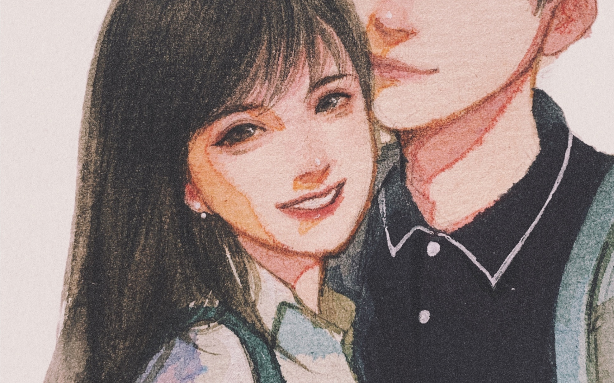 阿莘手绘水彩我们曾将隐晦爱意说至尽兴