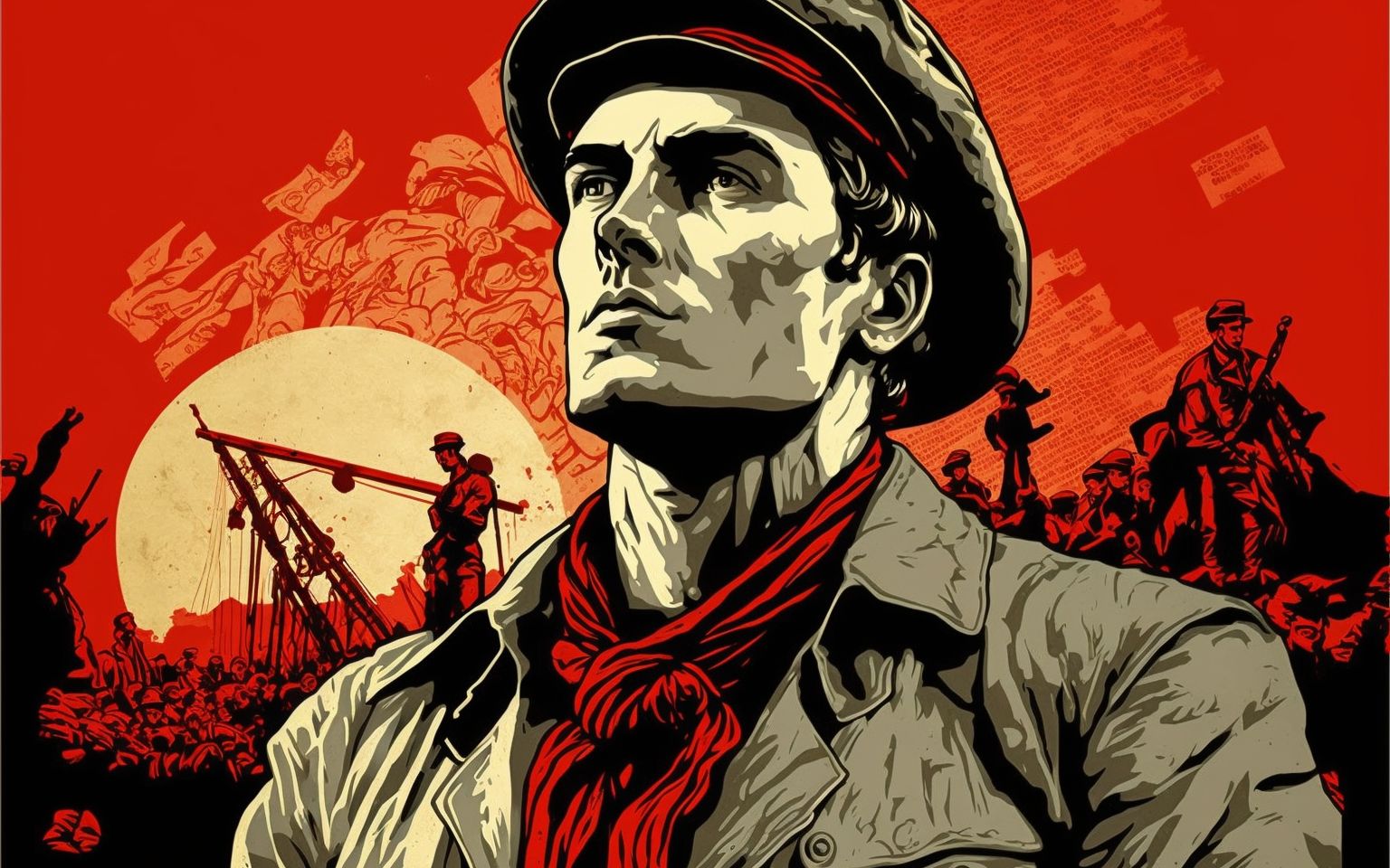 它也可以是红色的【ai绘画】前苏联海报风格-建构主义-2k横屏-圣光⑨