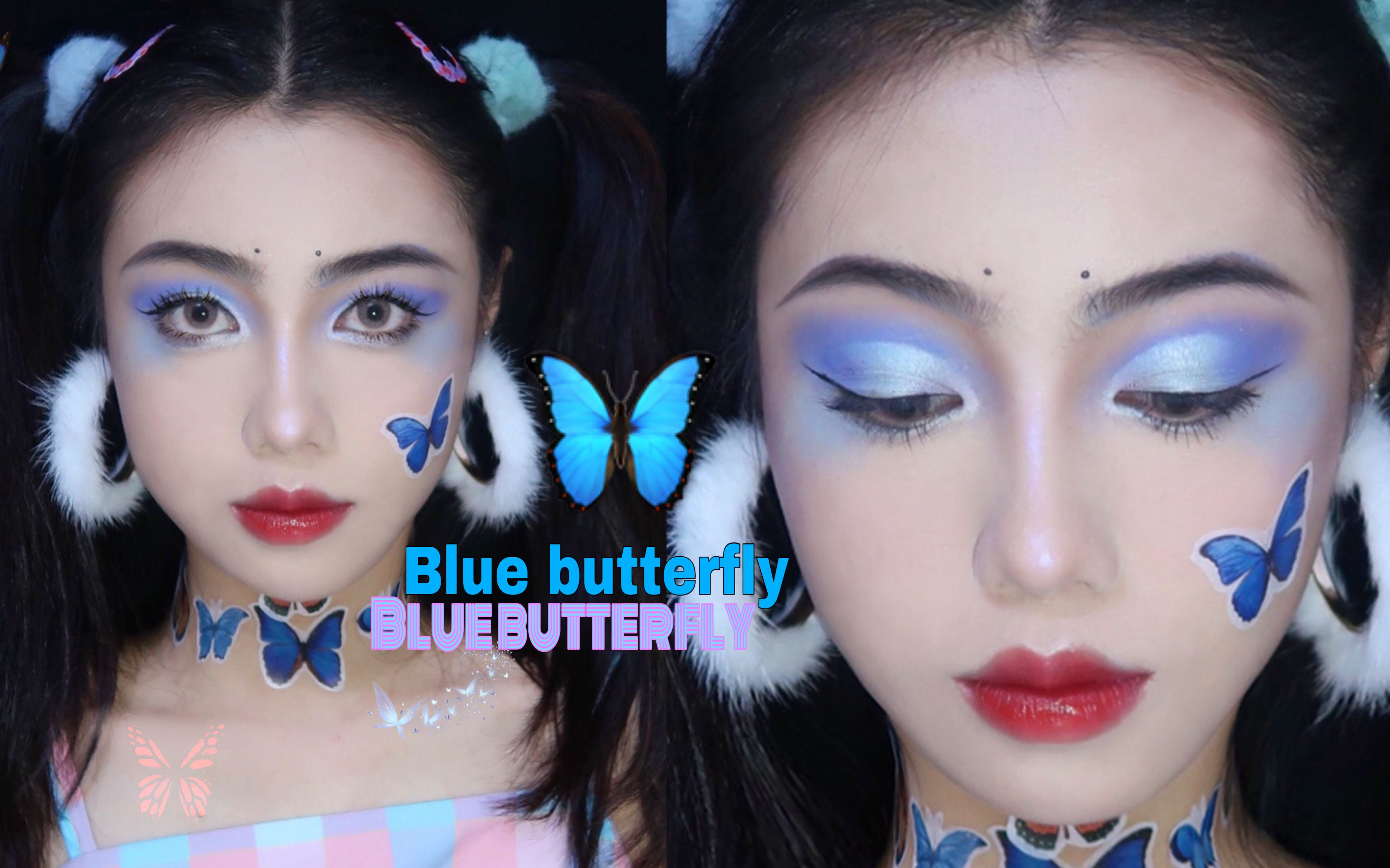 unaki机械蝴蝶妆丨赛博朋克未来主义风格妆容,不日常妆容,蹦迪音乐节