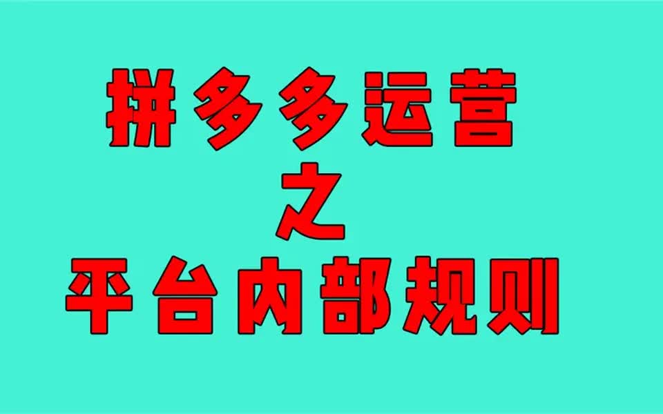 【拼多多技能提升】拼多多运营内部规则,考核指标有哪些哔哩哔哩bilibili