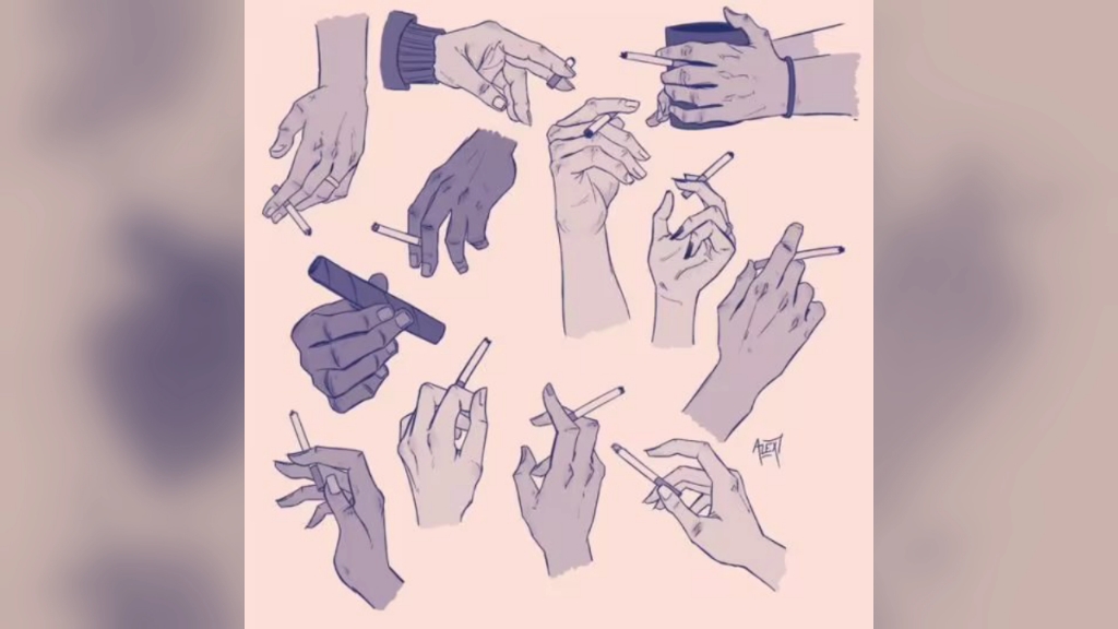 动漫抽烟手势素材