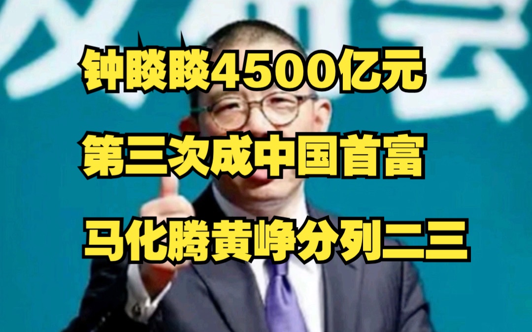 钟睒睒4500亿元第三次成中国首富,马化腾黄峥分列二三哔哩哔哩bilibili