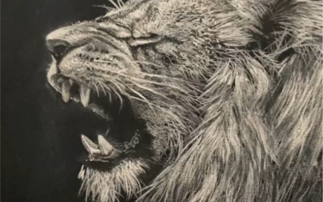 黑板粉笔画狮子王就是这样做