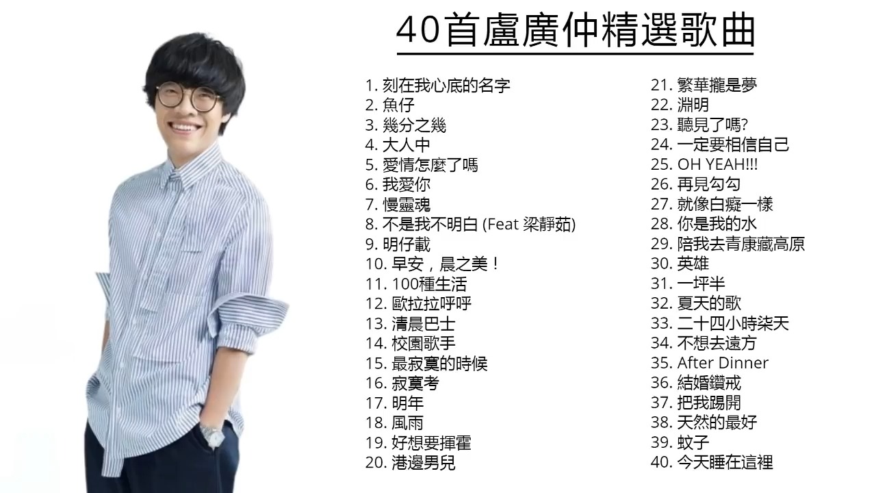 【盧廣仲歌曲合集】?刻在我心底的名字，魚仔，幾分之幾，大人中，我愛你，慢靈魂?