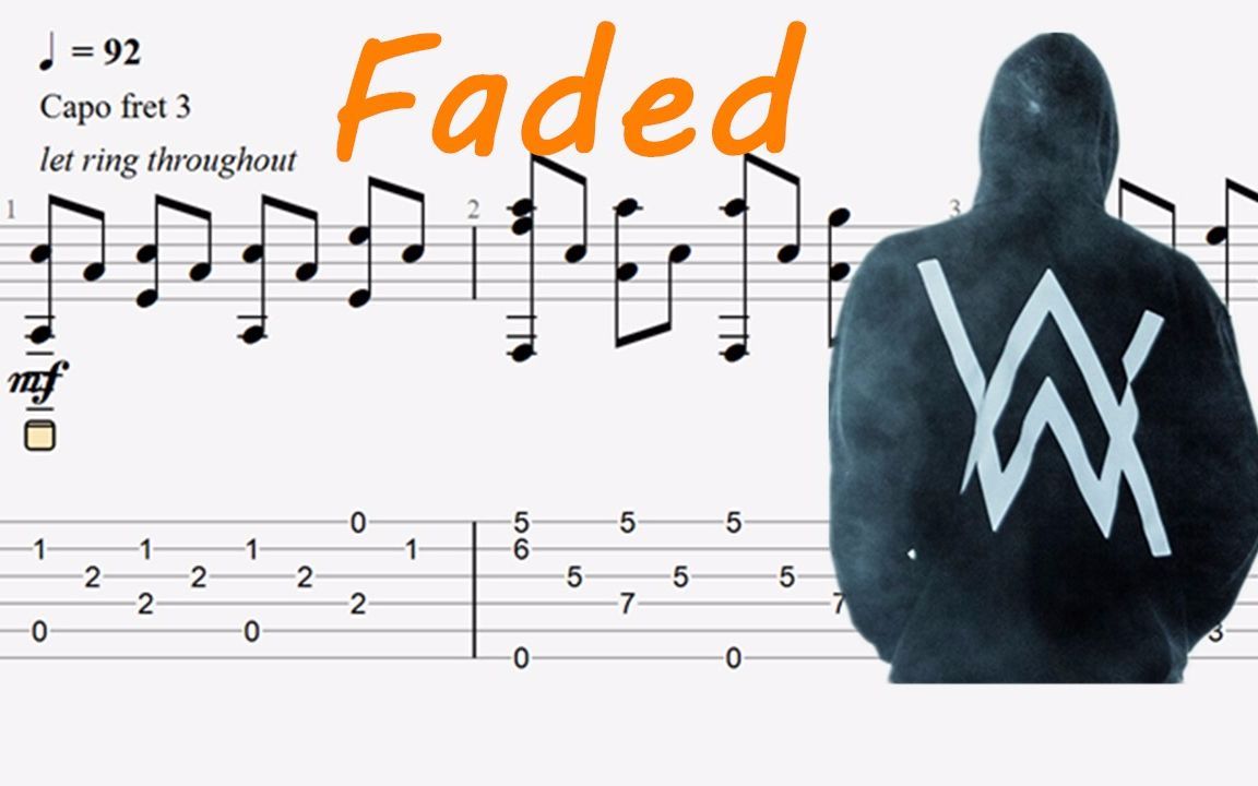 Faded Alan Walker 指弹吉他谱 附吉他谱下载哔哩哔哩bilibili