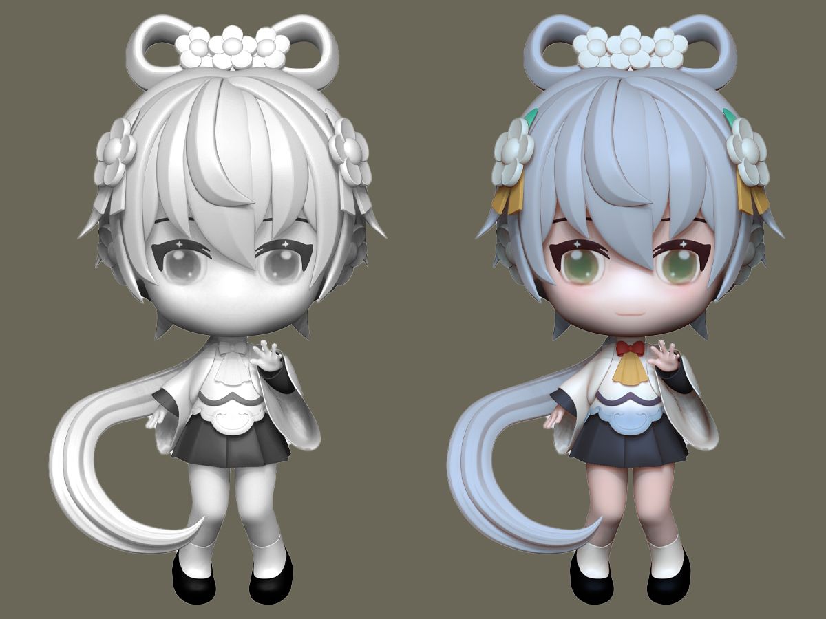 【zbrush角色雕刻】香香软软的q版洛天依模型制作案例