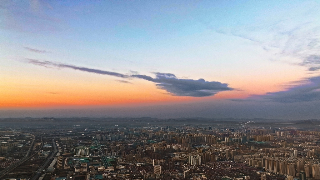 傍晚中的唐山,航拍小白下的风景哔哩哔哩bilibili