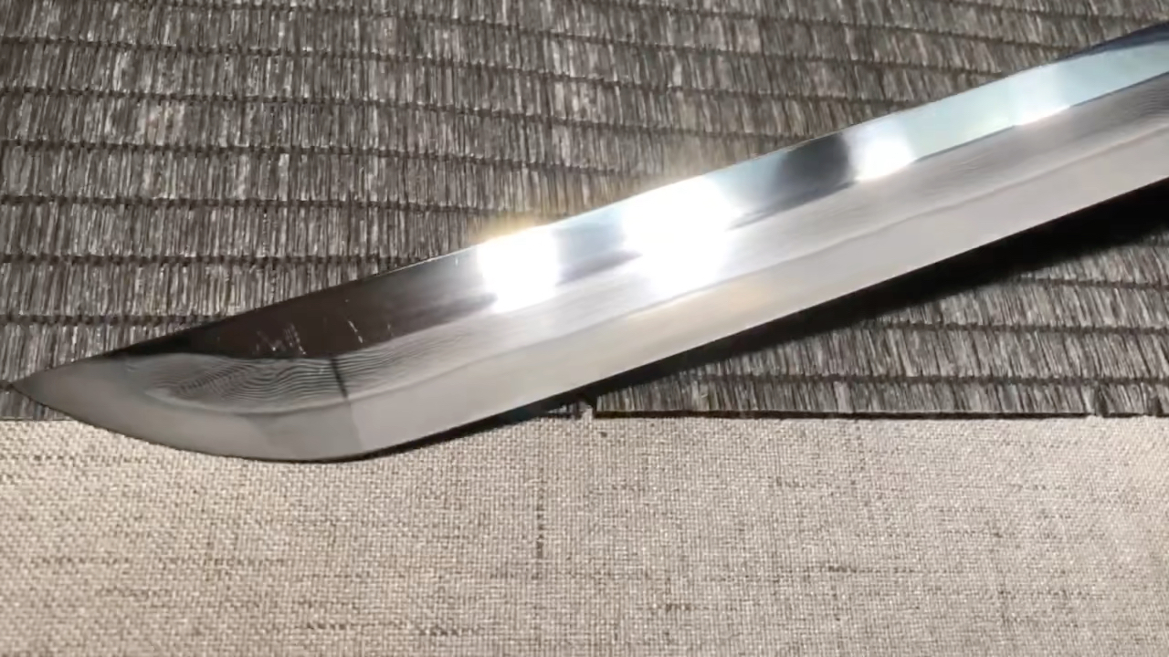 手作 精雕铜装鎏24k真金-真鱼皮柄纸-甲伏锻直纹烧刃武士刀——虞美人