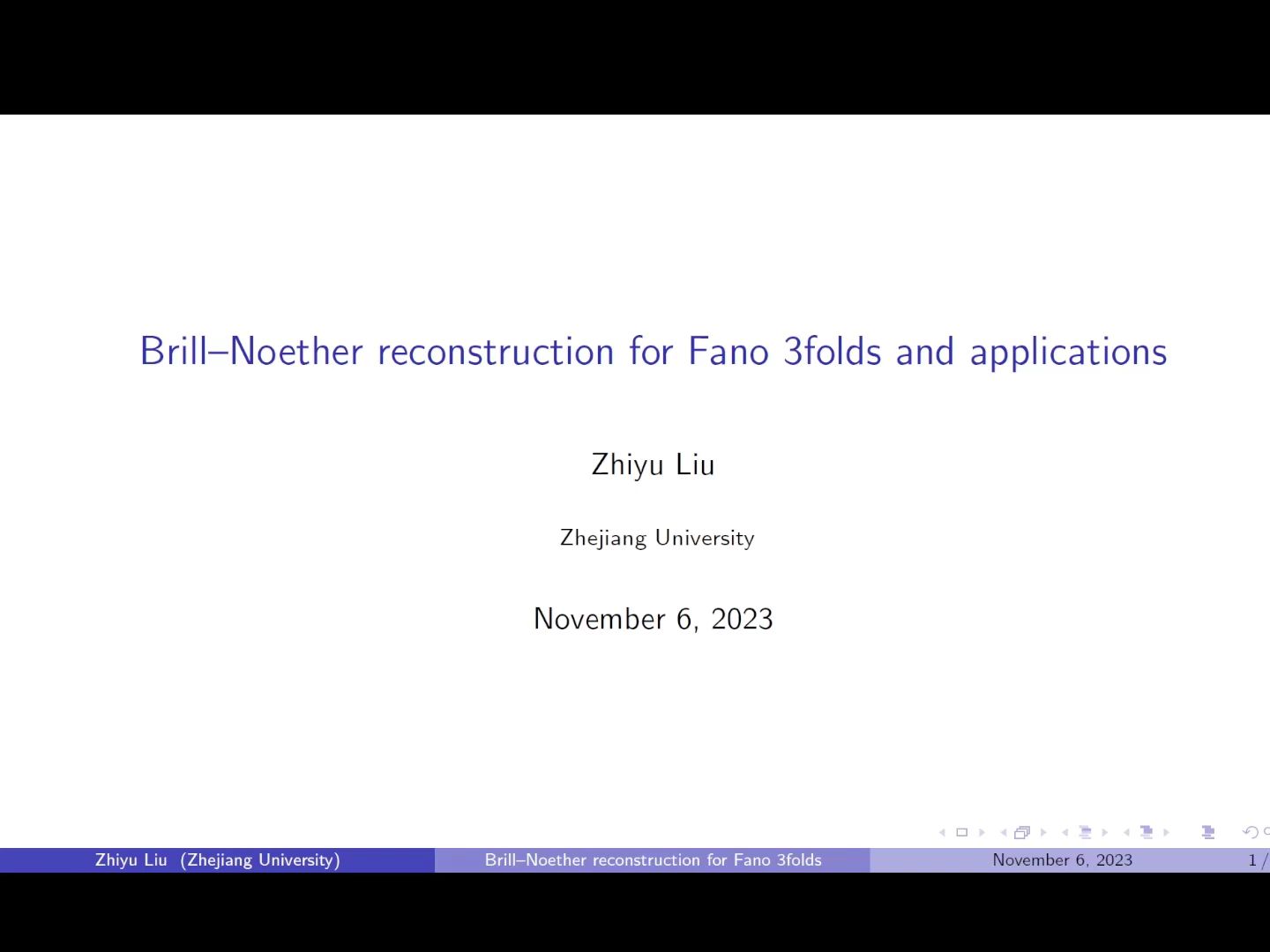 Zhiyu Liu:BrillNoether reconstruction for Fano threefolds and applications哔哩哔哩bilibili