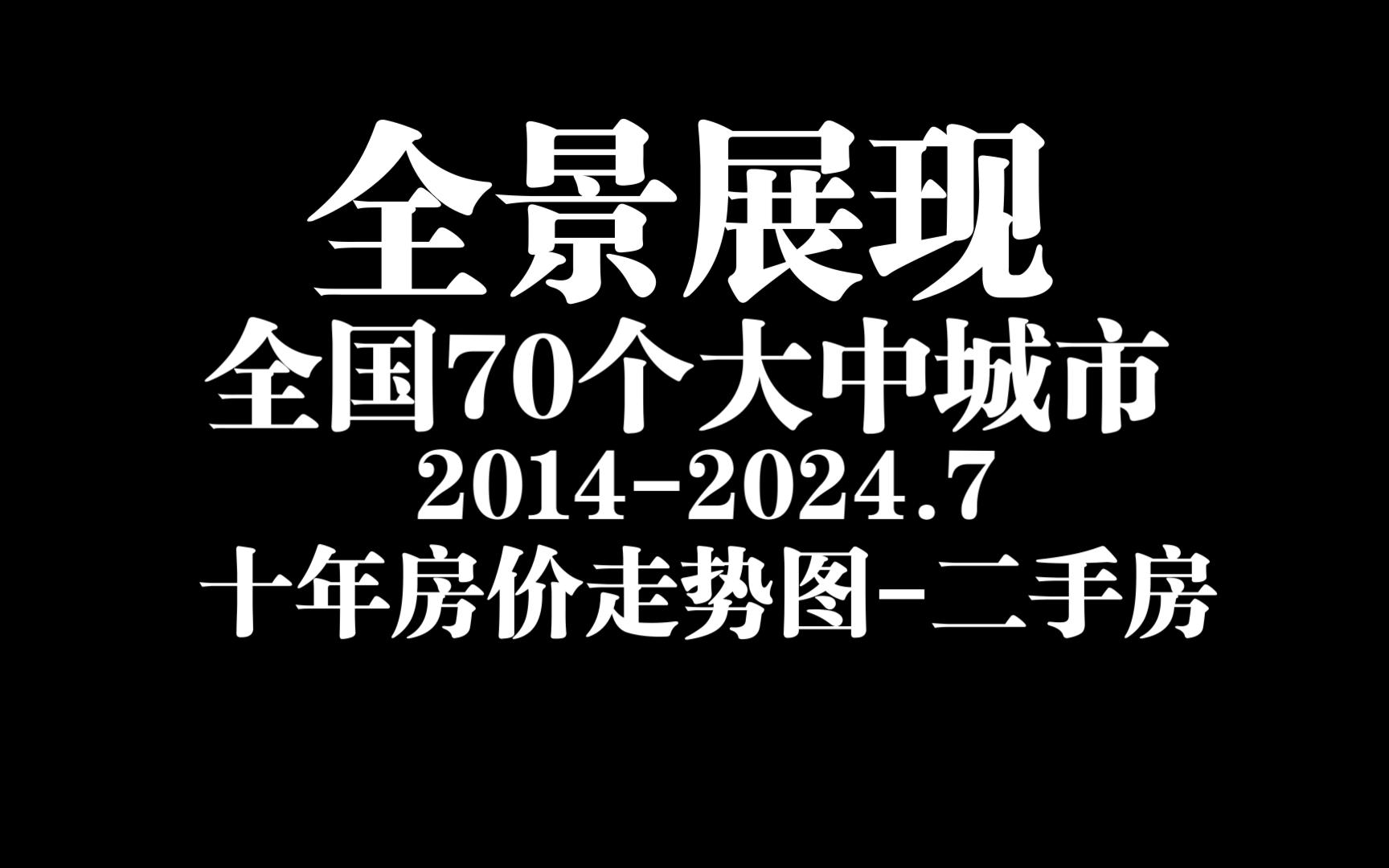 【重磅发布】十年一顾:全景展现国家统计局70城十年二手房价格指数走势动态图(20142024.7),有你的家乡么?哔哩哔哩bilibili