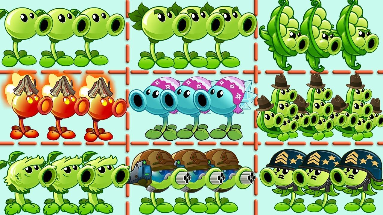 团队相同植物100级对抗100个城堡头僵尸 - pvz 2