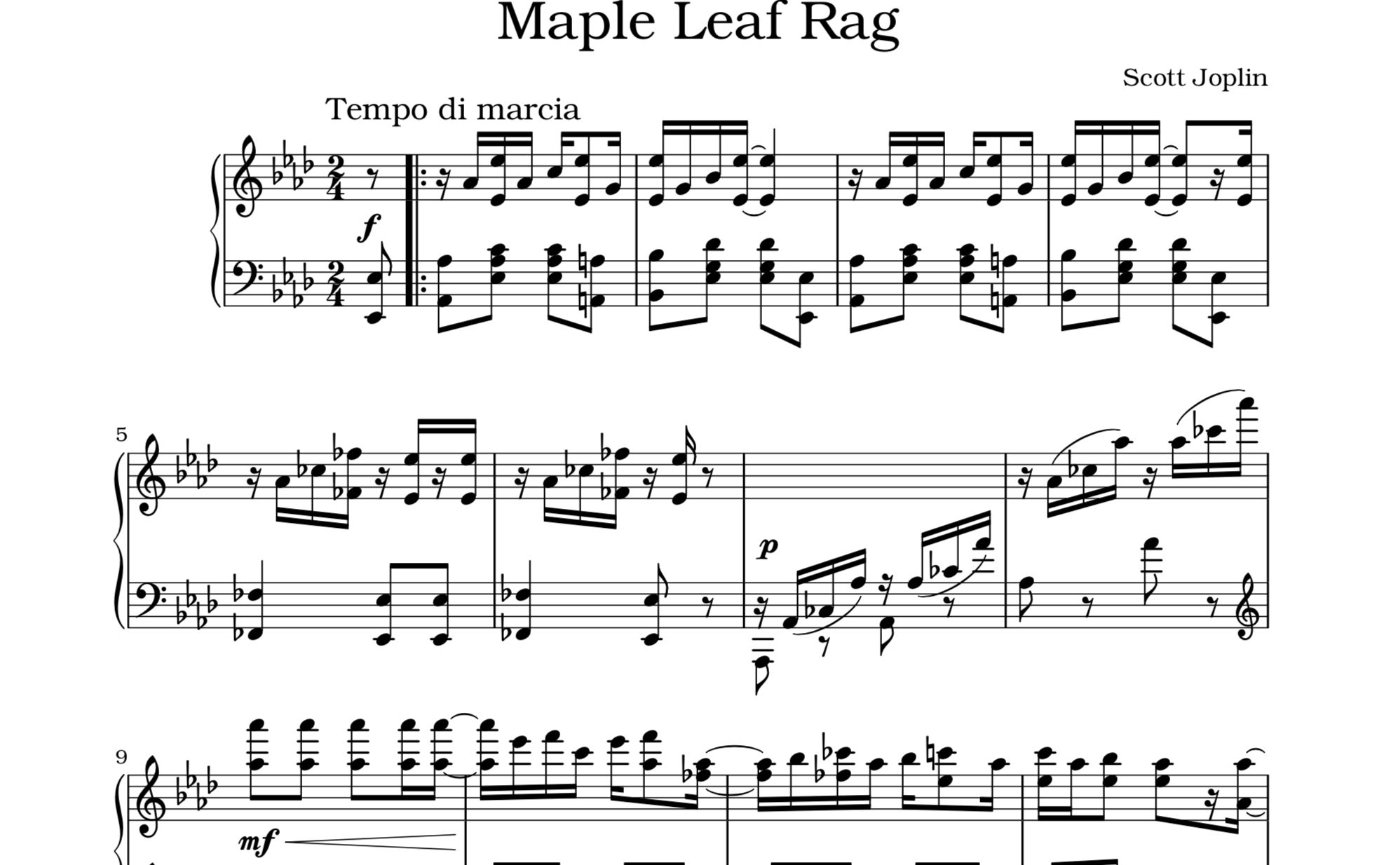 [图]斯科特·乔普林：Maple Leaf Rag（1899）