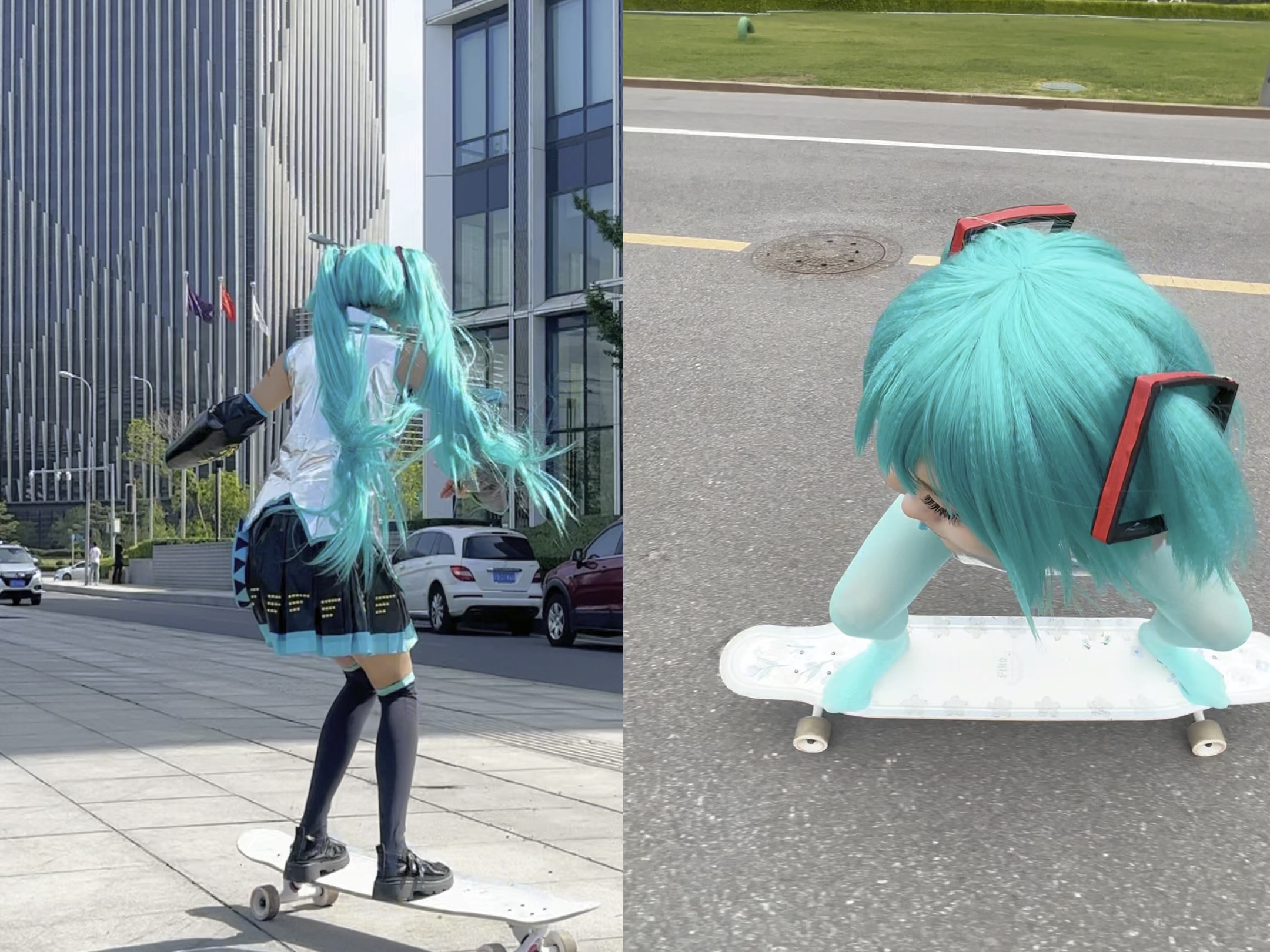 初音未来玩滑板vs腿音玩滑板 二选一