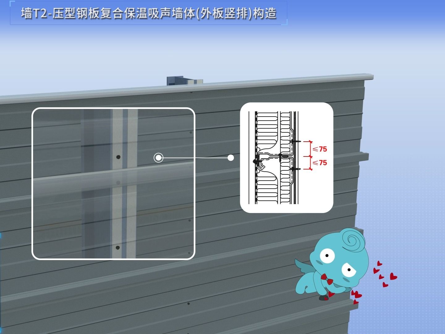 墙T1压型钢板复合保温吸声墙体(外板竖排)构造哔哩哔哩bilibili