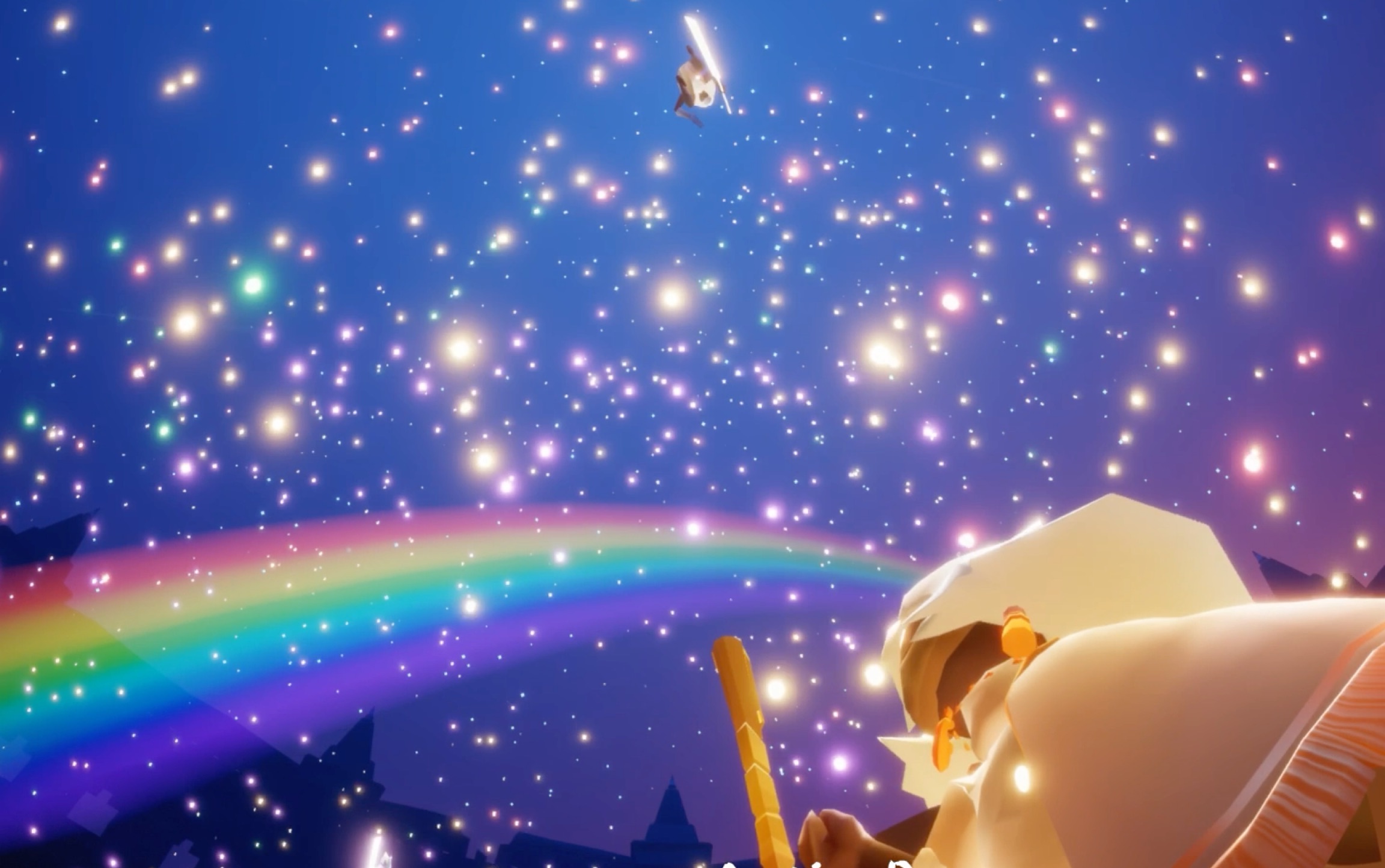 【sky 光遇】我在夜晚的千鸟城放了一个彩虹魔法 然后呆了4个小时