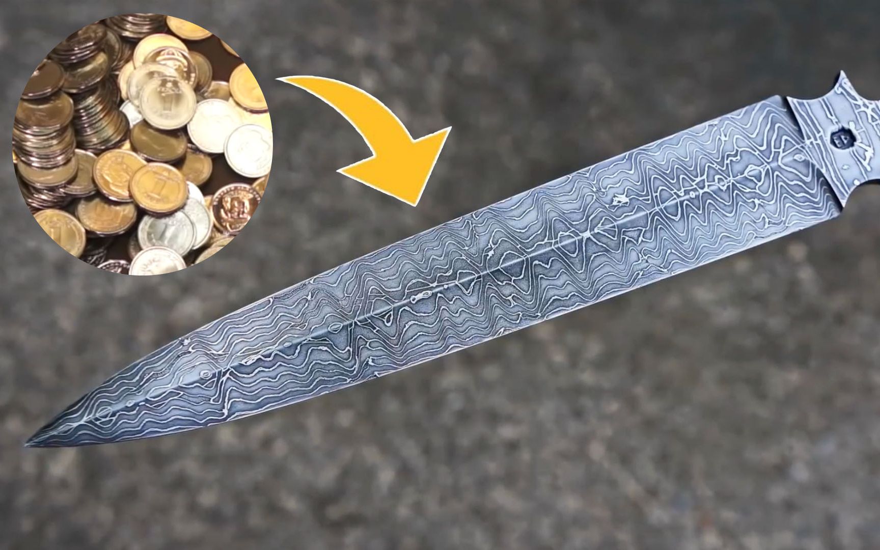 用硬币来炼刀!结果竟然是这种花纹?_哔哩哔哩_bilibili