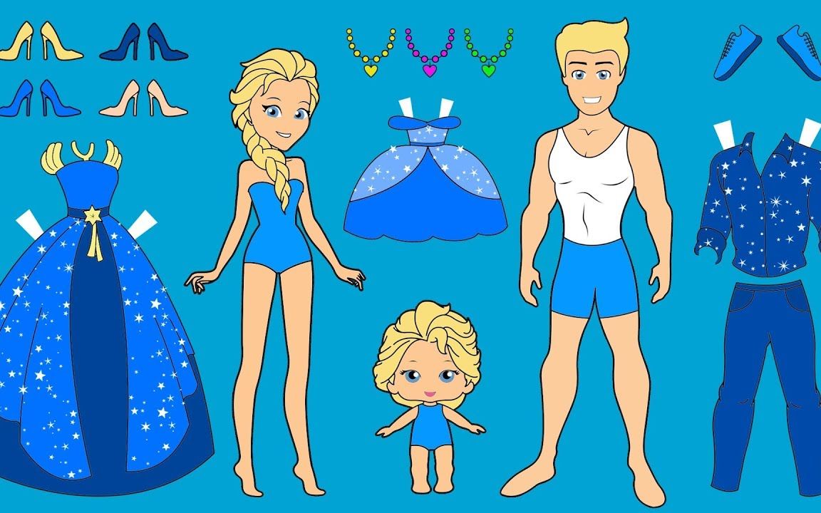 创意纸手工,给纸娃娃艾莎一家diy时尚亲子装扮,简单漂亮美美哒!