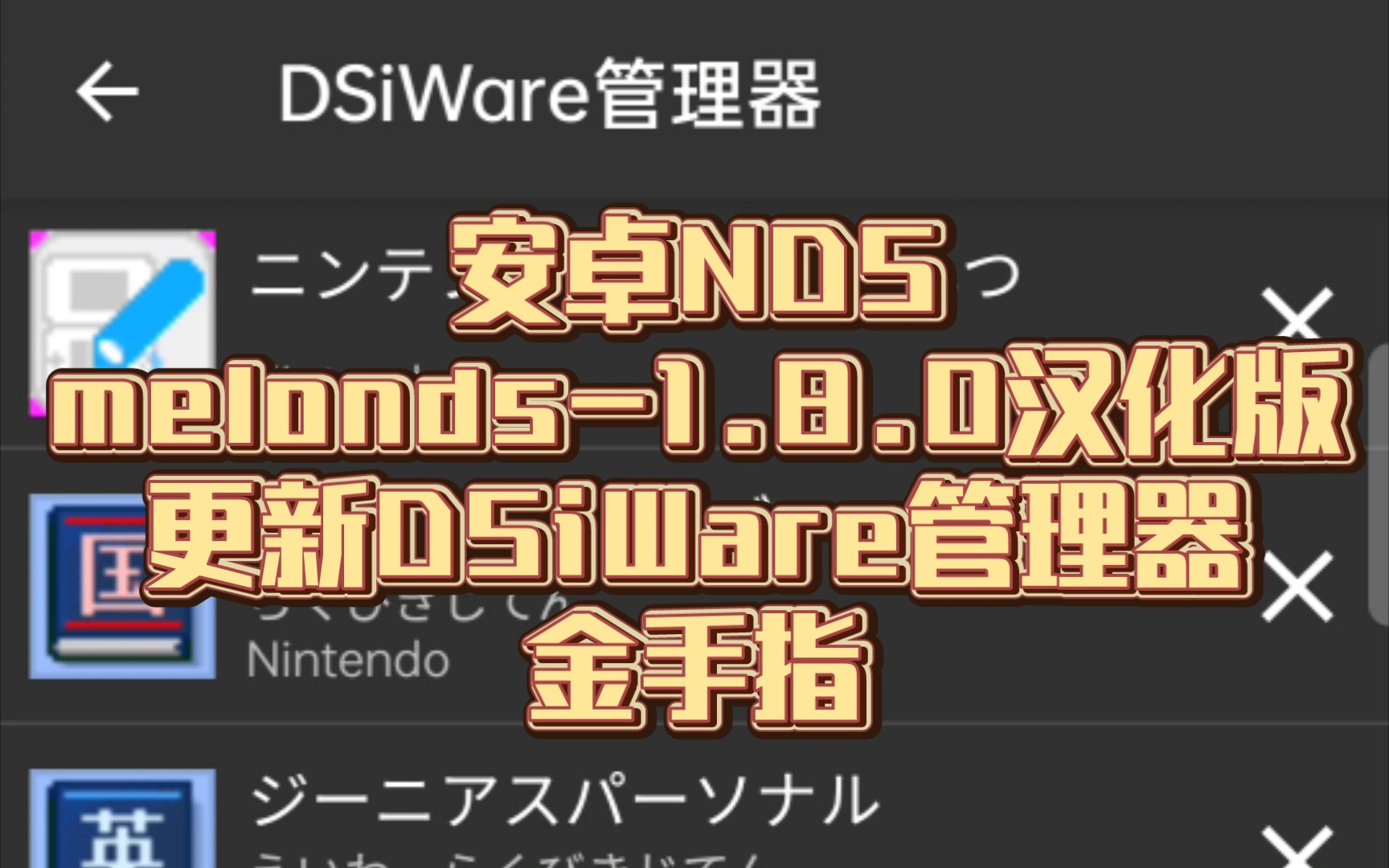 安卓NDSmelonds1.8.0汉化版更新DSiWare管理器及金手指测试 视频下载 Video Downloader