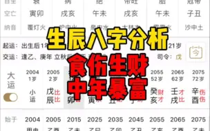 《客户八字分析》容易暴富，食伤生财