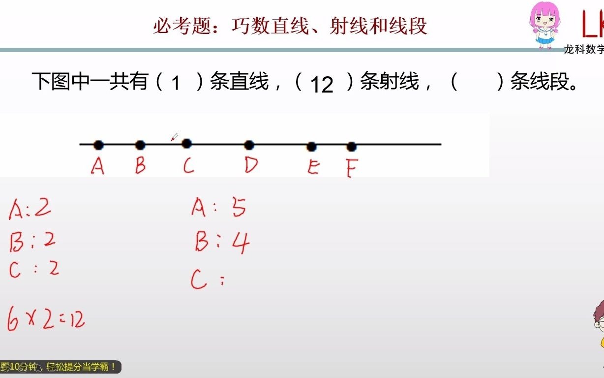 [图]四年级上册：巧数直线、射线和线段（490233）