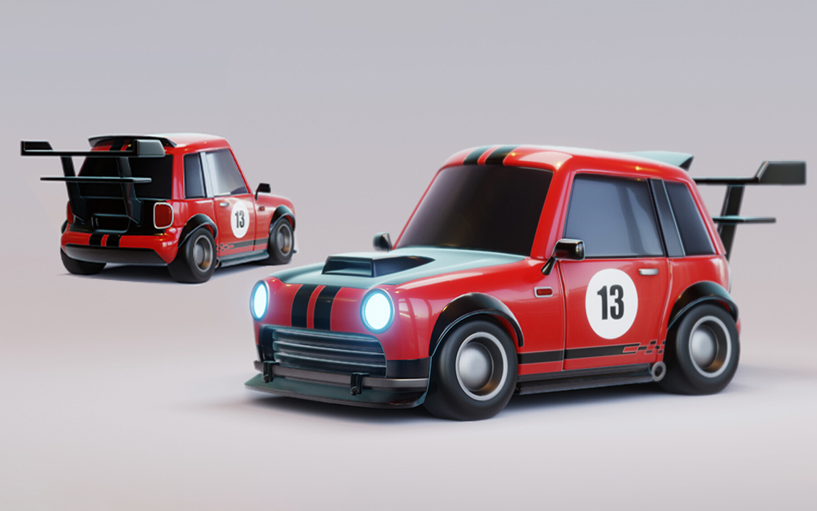 【maya】迷你小汽车3d模型建模教程,轮胎车身布线,sp材质讲解