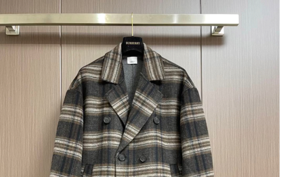 burberry巴宝莉高仿2023fw秋冬男士休闲格子长款羊毛呢大衣